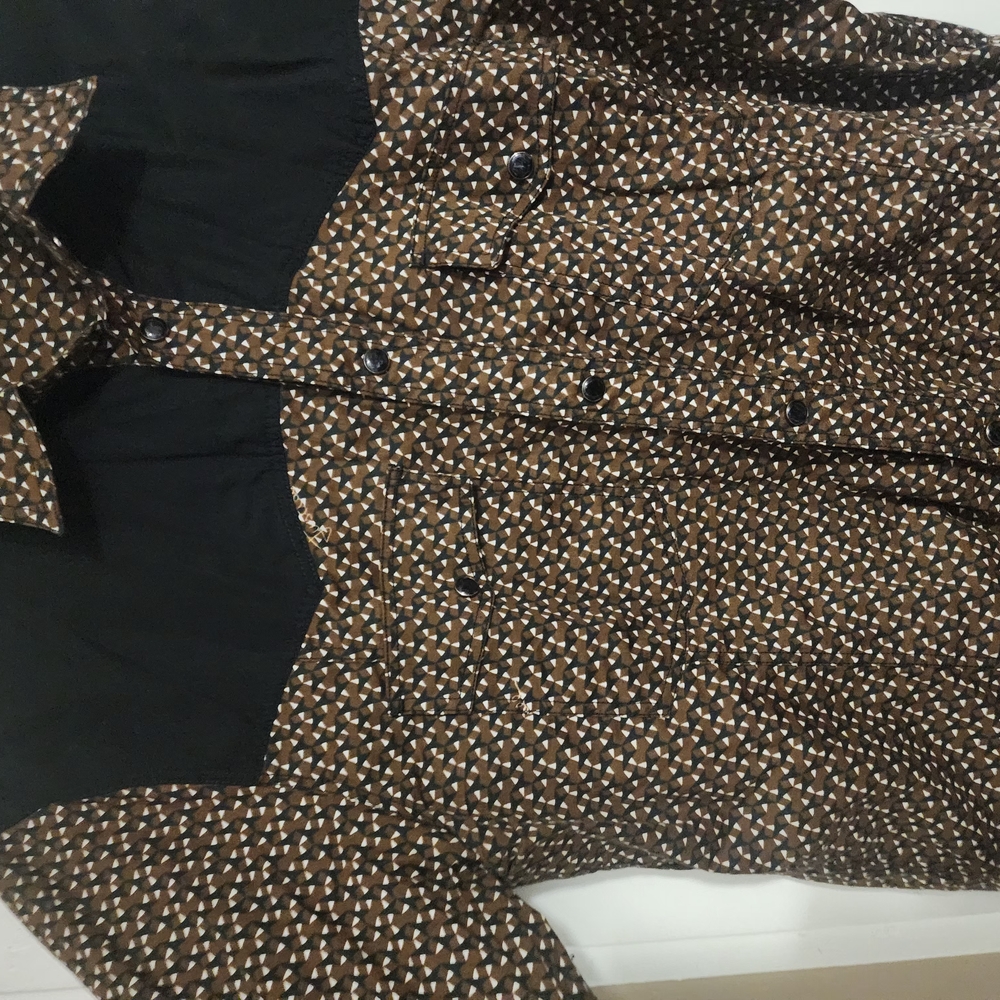Brown and Black Patterned Button-Up Shirt
